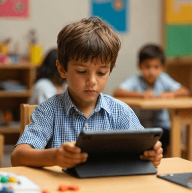 Therapist talking to a parent in a clinic setting
